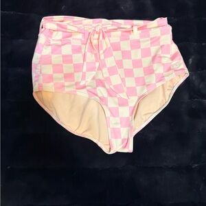 Albion Fit Pink and Cream Checkered Bikini Bottoms